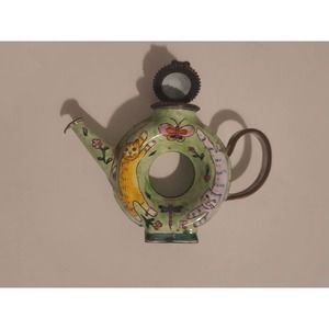 Kelvin Chen Teapot Copper And Enamel Cats